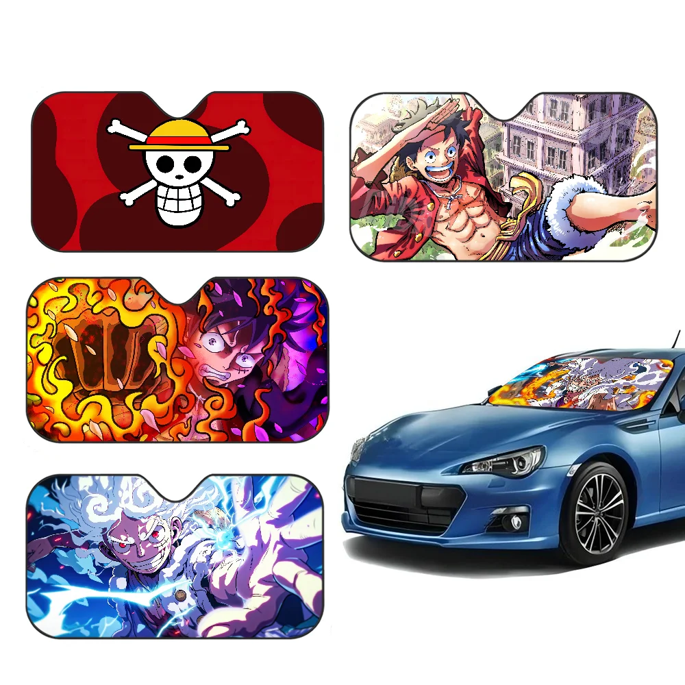 

L-Luffy Anime Car Sunshade Shield Windshield Window Sun Blocker Cover Interior Protection for Truck SUV Visor Universal