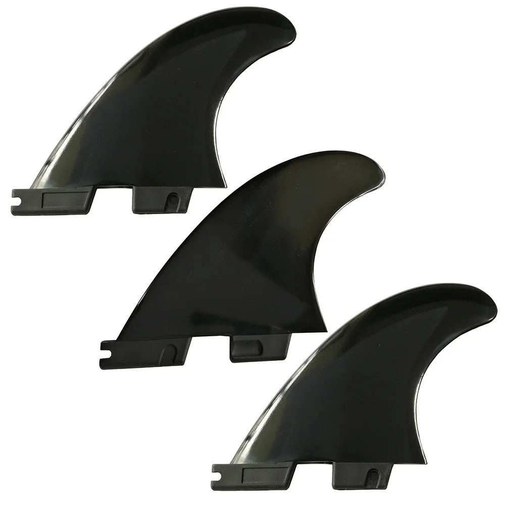 

3 шт. Surf FIN F II Высококачественный стекловолоконный пластик Черный/Белый Доска для серфинга Размер M Серфинг Tri Fins Резьба Держатель кабеля Футбол