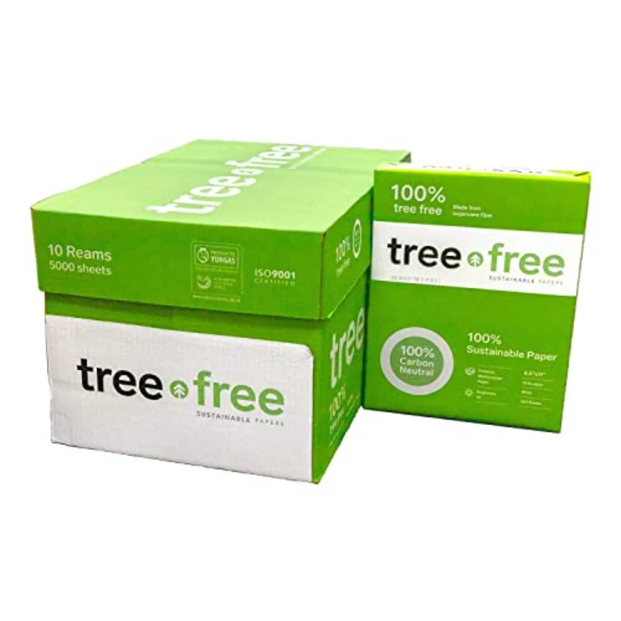 

Бумага для копирования Tree Free, 8.5 x 11, 92% белоснежная, 20 фунтов. Изготовлено из волокна из отходов сахарного тростника, карбон-нейтральное, 10 пачек, 5000 листов