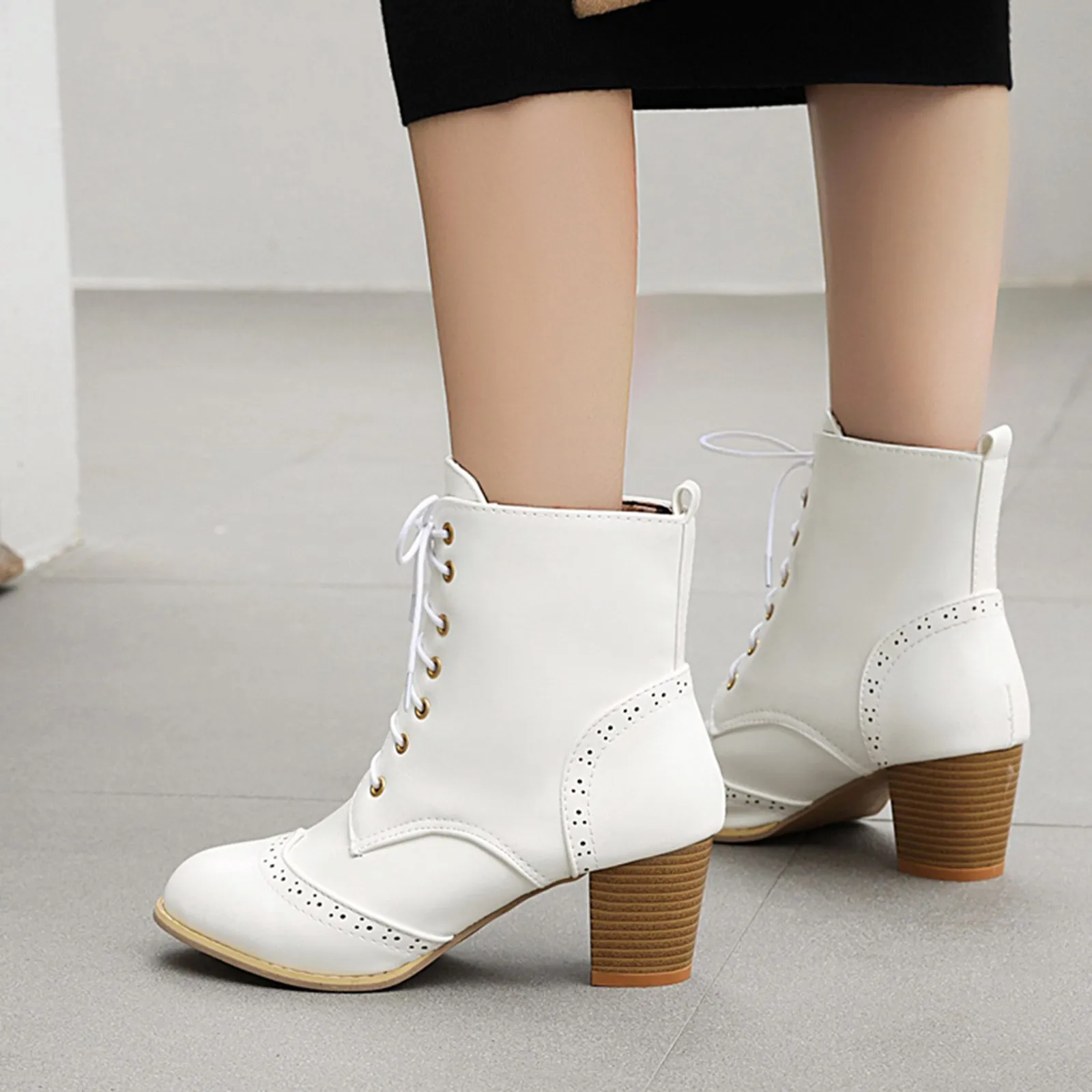 المرأة كعب سميك الدانتيل يصل الأحذية ، أحذية عالية قصيرة ، الطبعة الكورية ، محطة مستقلة ، الخريف والشتاء #2