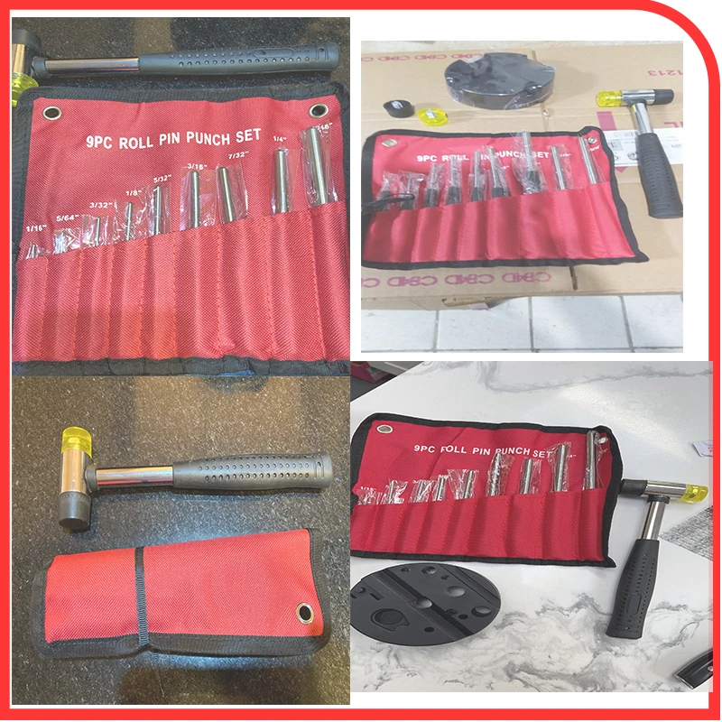 Roll Pin Punch Tools Set WIth Storage Pouch Smithing Punch Woodworking Removing Repair Tools Bench Block Pin Punches And Hammer