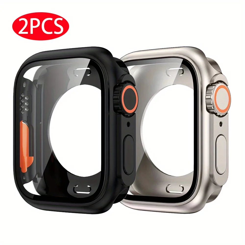 Change to Ultra Screen Protector Cover For Apple Watch 46mm 40/44mm 41/45mm Hard PC Front Rear Bumper Case For iWatch 10 9 8 7 6