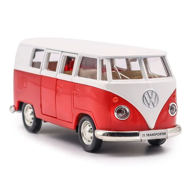 1:36 Volkswagen Vw T1 Bus Legering Diecasts Speelgoedauto Modellen Metalen Voertuigen Klassieke Bussen Terugtrekken Verzamelbaar Speelgoed Voor Kinderen