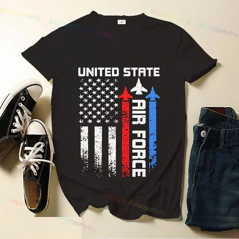 T-shirt à manches courtes en pur coton de l'armée de l'air des États-Unis, vétéran de l'armée de l'air, t-shirt d'extérieur, cadeau