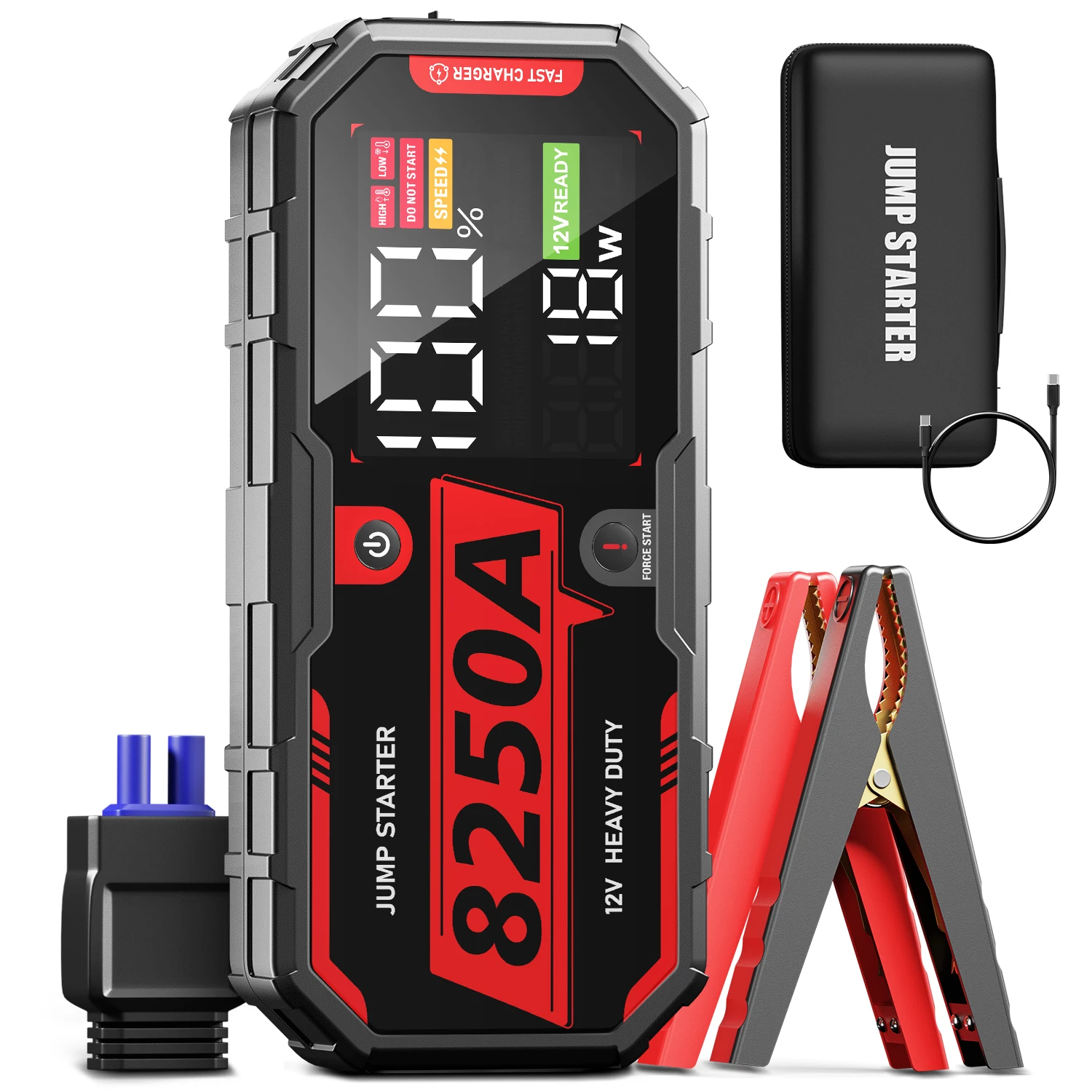 8250A 32000mAh 12V Portable Car Jump Starter Power Bank Boost Battery for up to 14L Diesel / 16L Gasoline CAR Starter