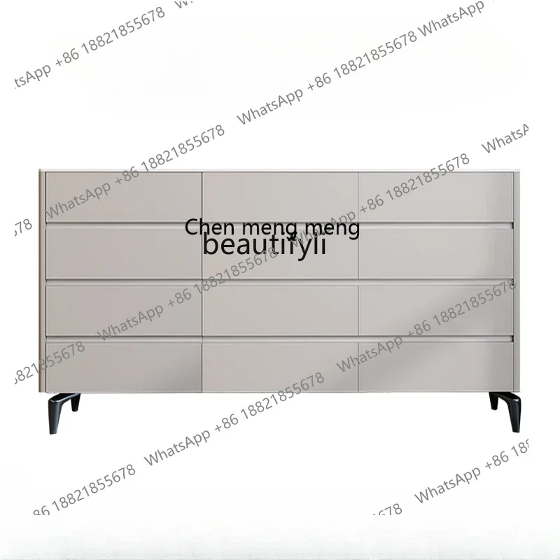 

X Solid wood eight-bucket cabinet Modern living room saddle leather dining side cabinet Bedroom storage cabinet