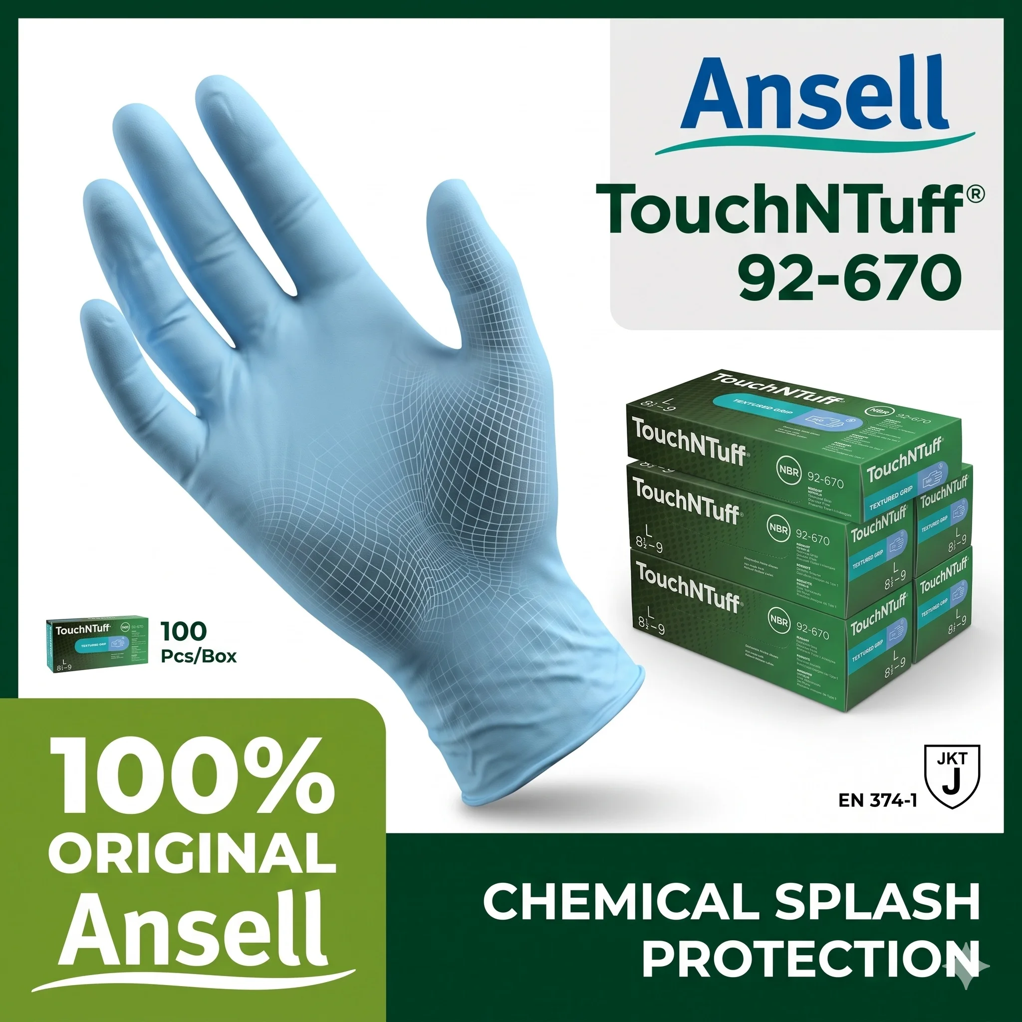 Ansell TouchNTuff 92-670 Work Gloves Nitrile Garden Rubber Guantes Disposable 100 Pcs 50pair Diesel Resistant Lot For Nails Tech