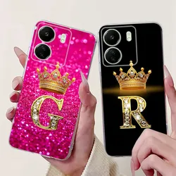 For Xiaomi Redmi 13C 4G Phone Case 13C Crown Initial Letter Silicone Soft Back Cover For Redmi 13C 13 C 4G Alphabet Coque Capa