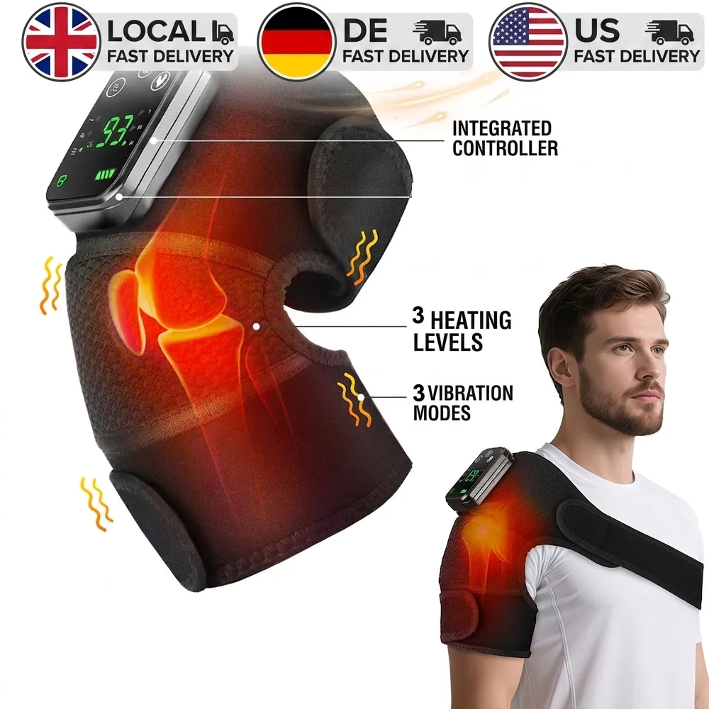 Genouillère thermique sans fil 3-en-1 avec masseur vibrant, attelle articulaire pour jambes et bras, enveloppement de relaxation musculaire pour le sport et le fitness