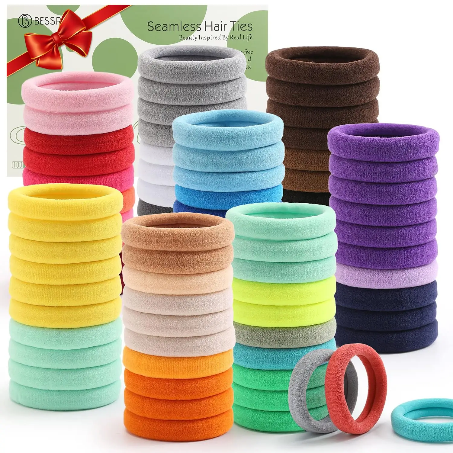 

100PCS Seamless Hair Ties, No Crease Ponytail Holders, Elastic Bands for Thick Thin Hair, Women's Hair Accessories