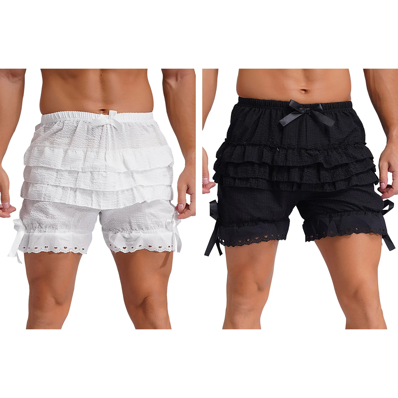 Men Bloomers Pumpkin Shorts Skirt Lace Ruffle Pants Culottes Maid Lolita Dress Safety Shorts for Drag Queen Transvestite Pants