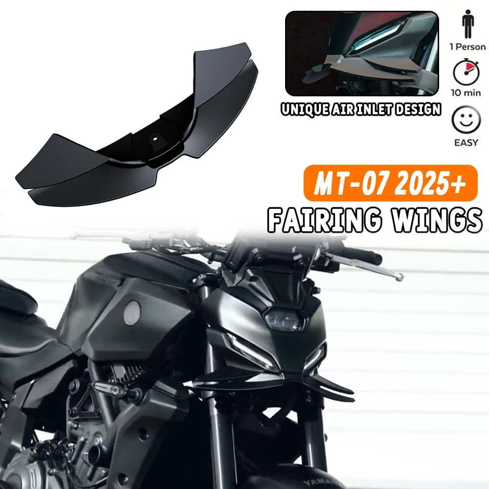 

NEW For YAMAHA MT-07 mt07 2025 Motorcycle Black Naked Front Spoiler Winglet Aerodynamic Wing Kit Spoiler