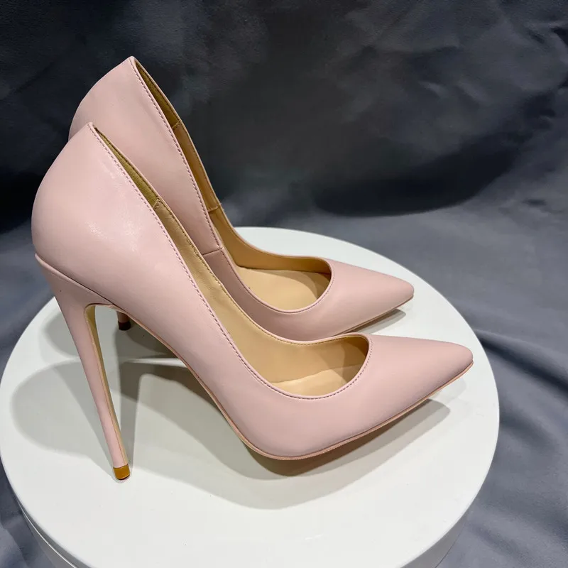 Heelgoo Glossy Pink Women Sexy Pointy Toe High Heel Shoes Elegant Ladies Party Wedding Shoes Cute Stilettos Pumps 12/10/8cm