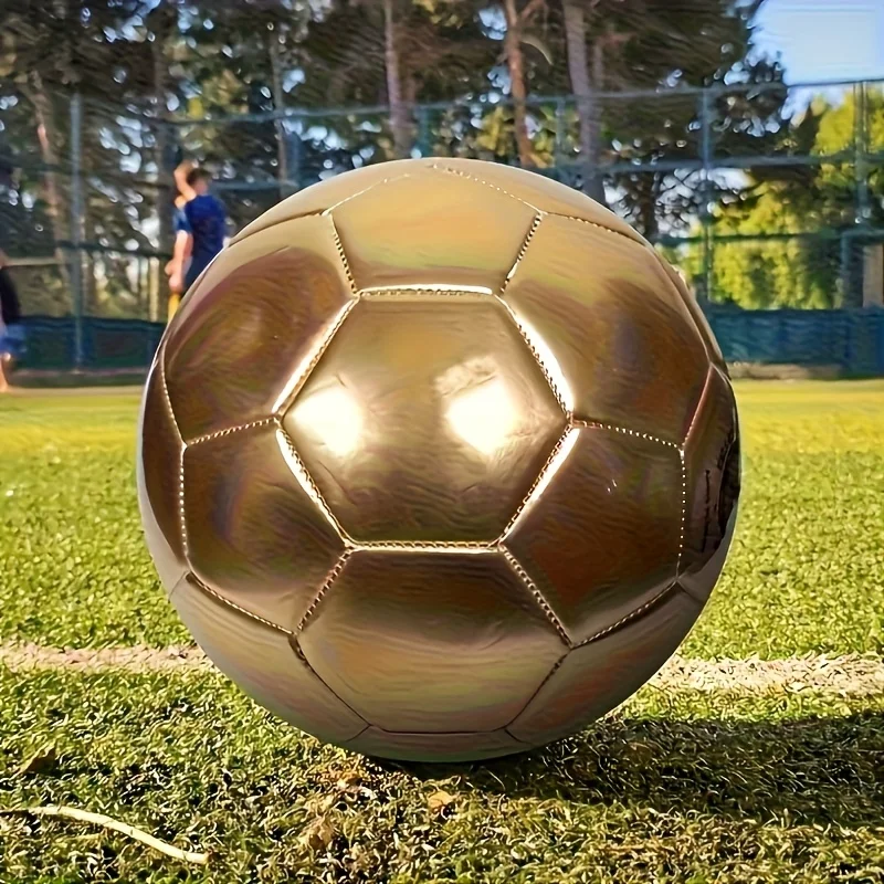Personalized Engraved Football with Name & Logo, Golden Machine-Stitched Indoor Outdoor Training Match Ball, Durable High-Qualit