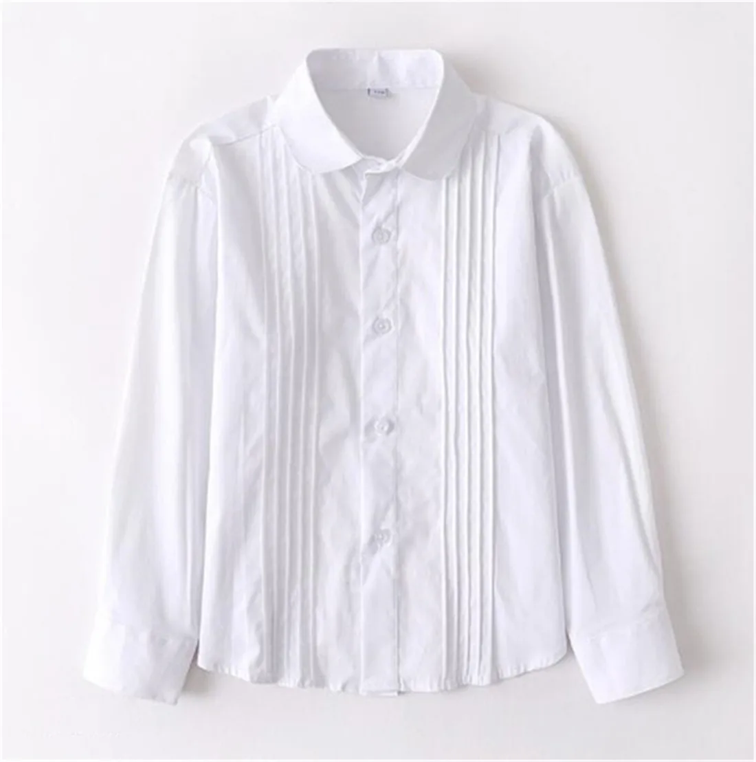 أطفال بنات قمصان بيضاء للطلاب موحدة طويلة الأكمام بلوزة قطن المراهقين مدرسة ملابس الطفل 8 10 12 14 سنة Vestidos