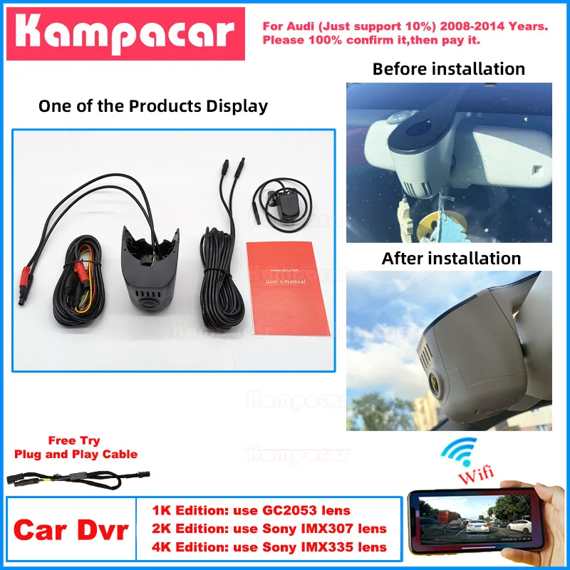 AD03 Plug and Play 1K 2K 4K Dash Cam Car Dvr Camera for Audi A6 C7 Kombi A4 Avant S6 S5 S4 A5 B8 A3 8p 8v Q7 Q5 Q3 TT 2008-2014