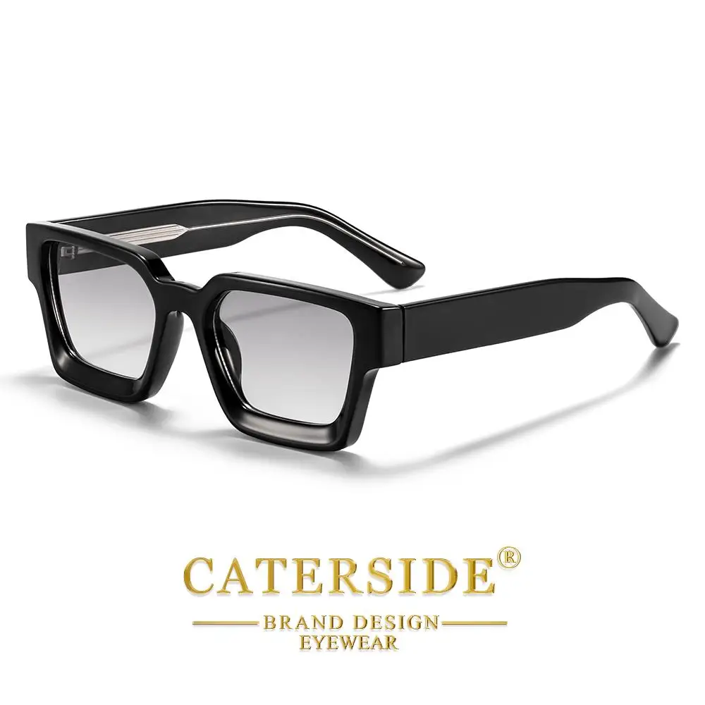 CATERSIDE Retro-Punk-Sonnenbrille für Herren mit dickem, quadratischem Rahmen, Farbverlauf-Design, für Damen, für Reisen, Business, Partys, unverzichtbare Brille, UV400 – Detail 6