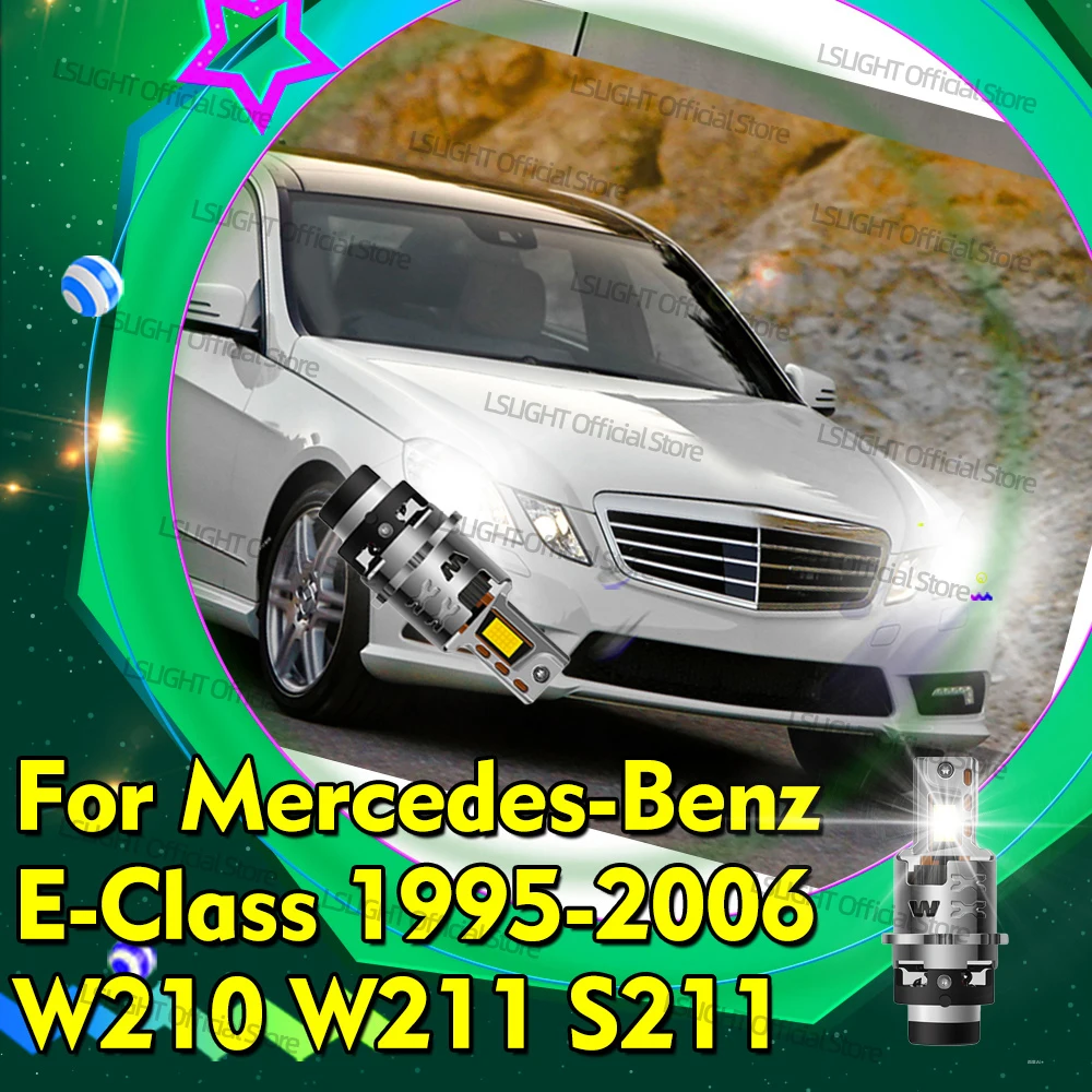 

2x LED For Mercedes-Benz E-Class W210 1995-2003 W211 S211 2002-2006 Auto Headlights D2S D2R Head Lamps 1:1 HID 30000LM Bulbs 12V