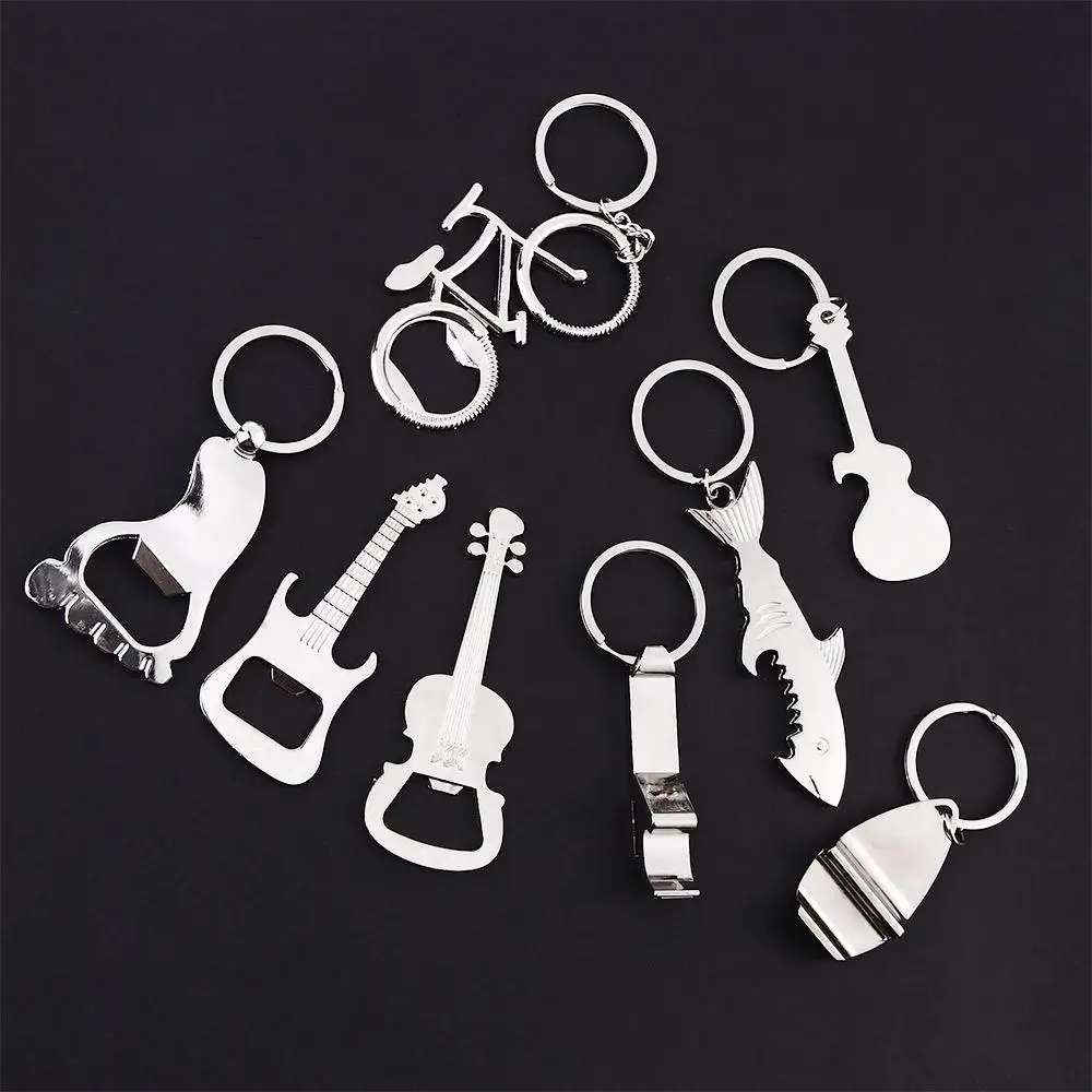 نمط سلسلة مفاتيح معدنية الغيتار نمط البيرة فتاحة حلقات المفاتيح المفتاح سلسلة مفاتيح فتاحة الزجاجات المفاتيح حلقات المفاتيح فتاحة الزجاجات