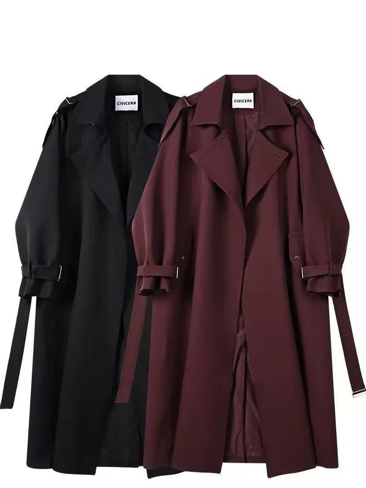 Grande taille 300 Pou robe Sle manteau long pour femme automne printemps saison genou longueur ing Briti Sle coupe-vent pour plus S...