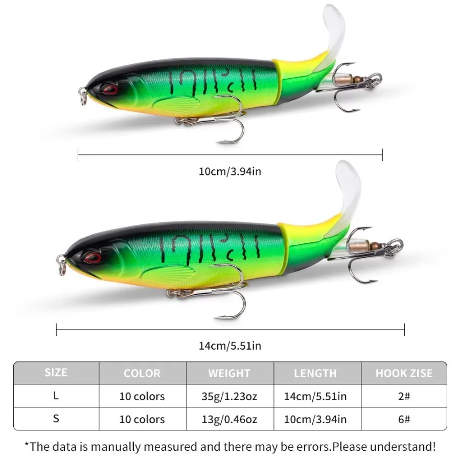 

10pcs 1set 35g 14cm Topwater Fishing Lure Kit With Lifelike Swiveling Tail Vibrant Realistic Bait For Freshwater Saltwater