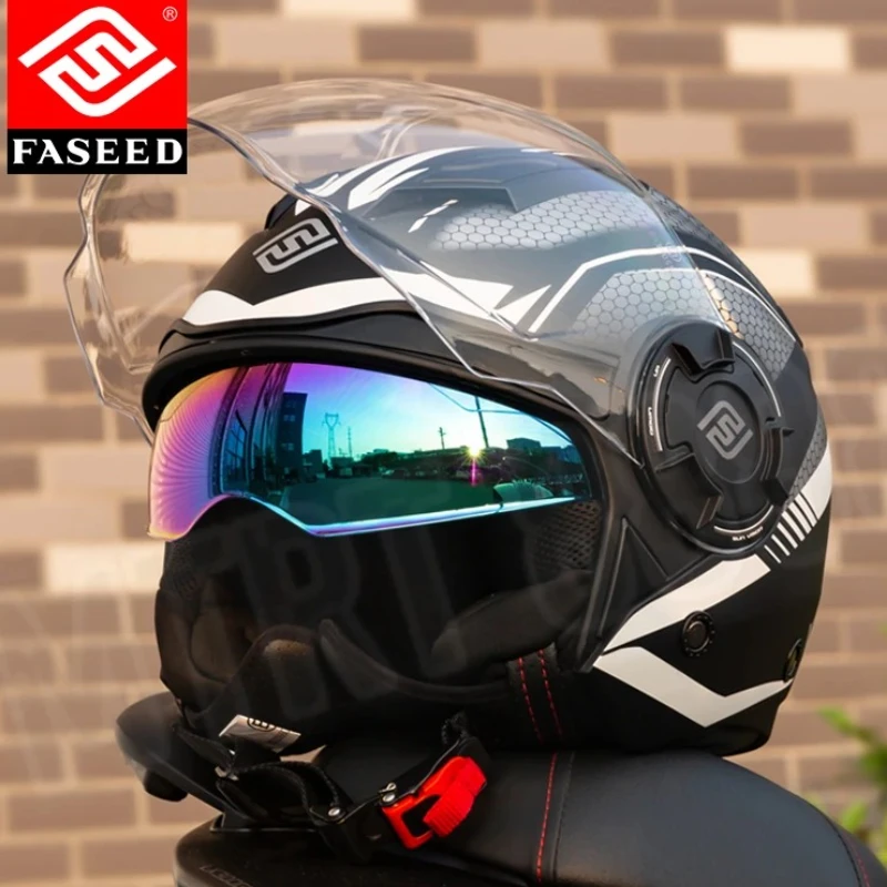 Motorcycle Helmet Open Face Dual Lens Half Helmet for Man Woman Motorbike Helmet Cascos Para Motos DOT ECE Certification