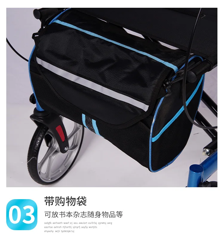 China manufacturers Aluminum Transport rollator walker with wheels and adult armrests