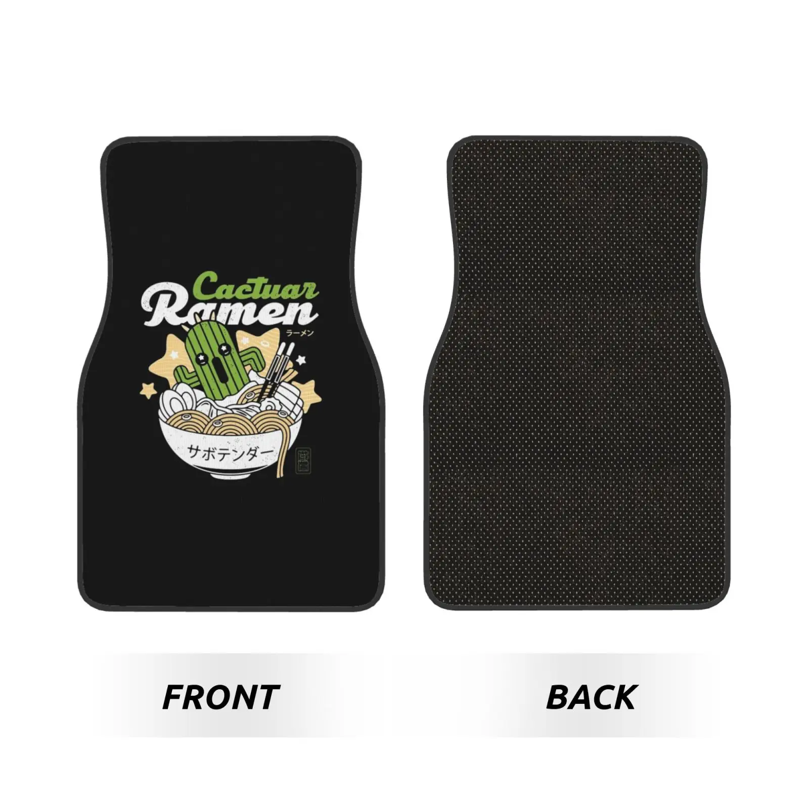 Cactuar Ramen Final Fantasy Car Floor Mats Non-Slip Carpets Rugs Front & Rear Car Foot Mats Set of 4 Pcs Auto Accessories Decor