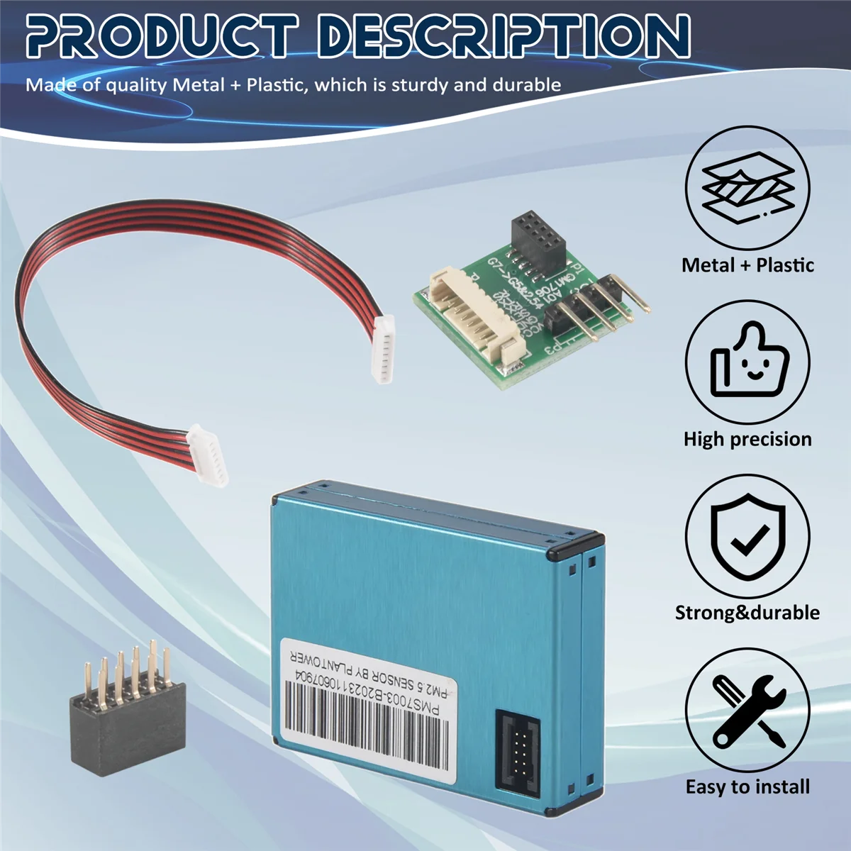 SENSOR de polvo PM2.5, Sensor Digital de forma delgada PMS7003/G7, PM2.5, placa de transferencia incluida + Cable