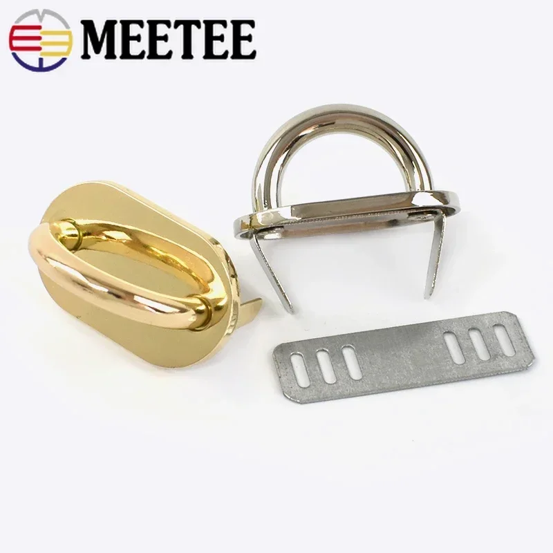 Meetee 5/10/20Pcs D Ring Metal Bag Buckles Leather Handbags Clasp Hardware Side Clip Hook for Sewing Decor Material Accessories