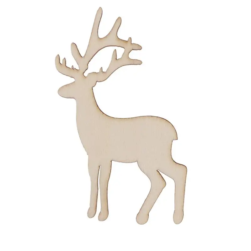 5/10/40PCS Wooden Christmas Reindeer Cutout Veneers Slices For Patchwork DIY Decoration Craft Embellishment Tree Pendants