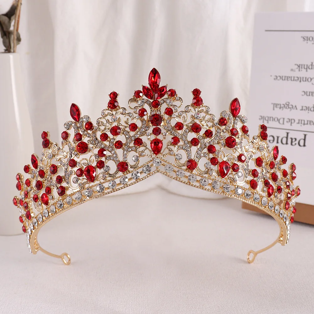 KMVEXO Baroque Vintage Crowns And Tiaras Peach Crystal Bridal Women Tiara Crown Pageant Prom Diadem Wedding Hair Accessories