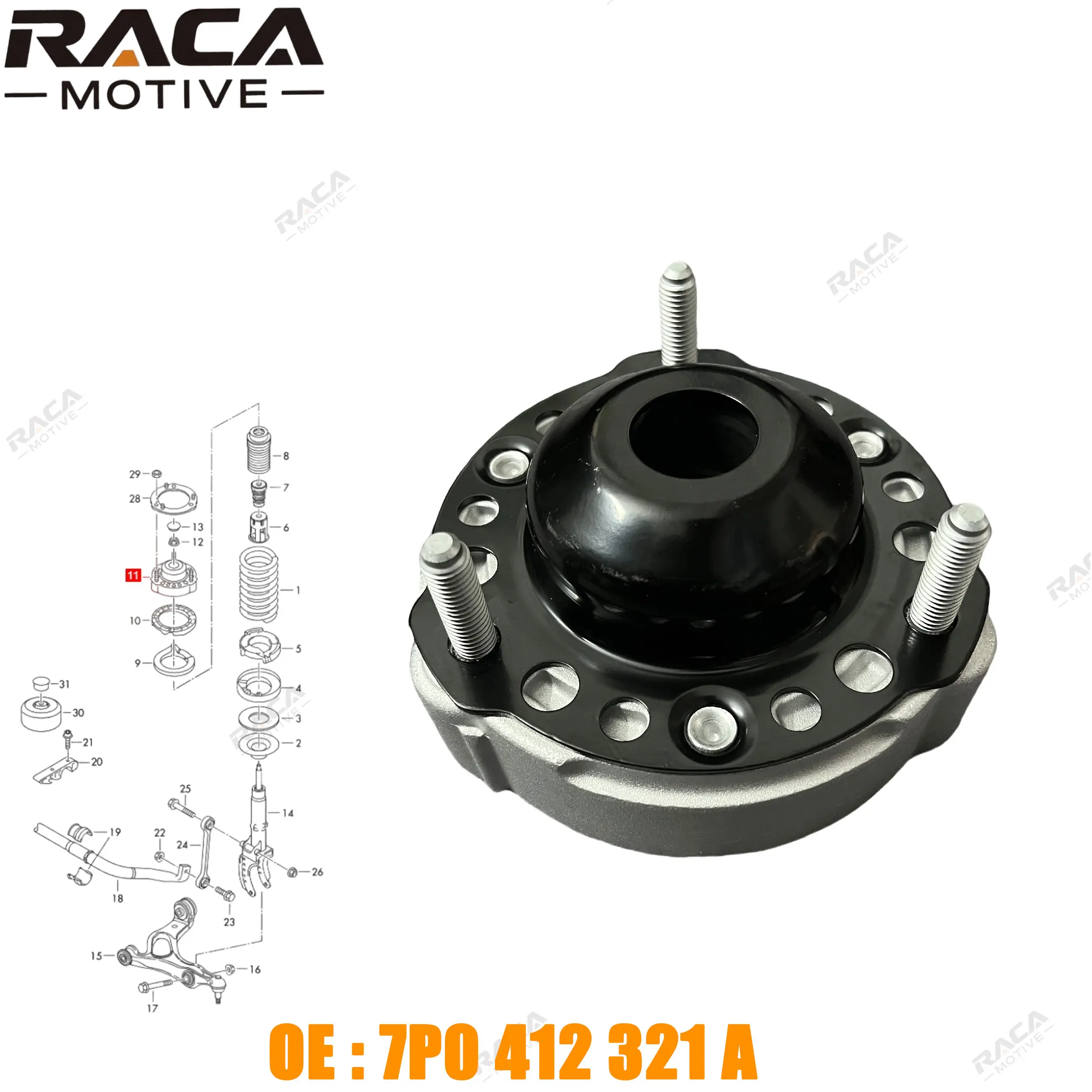 純正フロントサスペンションショックアブソーバーブラケット-アウディ-q7-とフォルクスワーゲン-トゥアレグ-2011-2018-paa412321-95834301700-7p0412321a