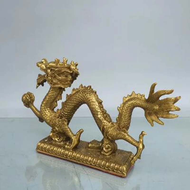 Brass dragon ornaments Office furnishings Single dragon playing beads Zodiac dragon household decoration ornaments