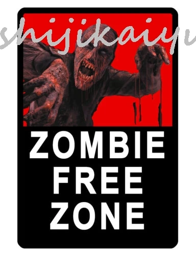 1 pack ZOMBIE FREE ZONE SECURITY Sign Aluminum HI GLOSS NO RUST NO ZOMBIE SIGN ZOM#464