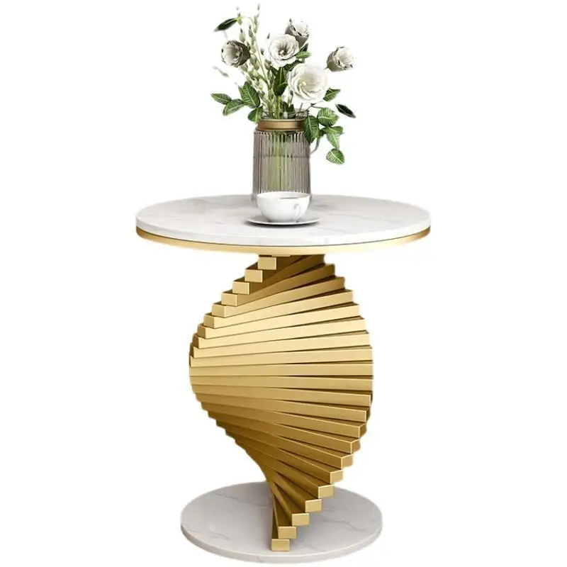 

Italian light luxury marble edge living room sofa corner creative balcony small coffee table Internet celebrity bedside cabinet