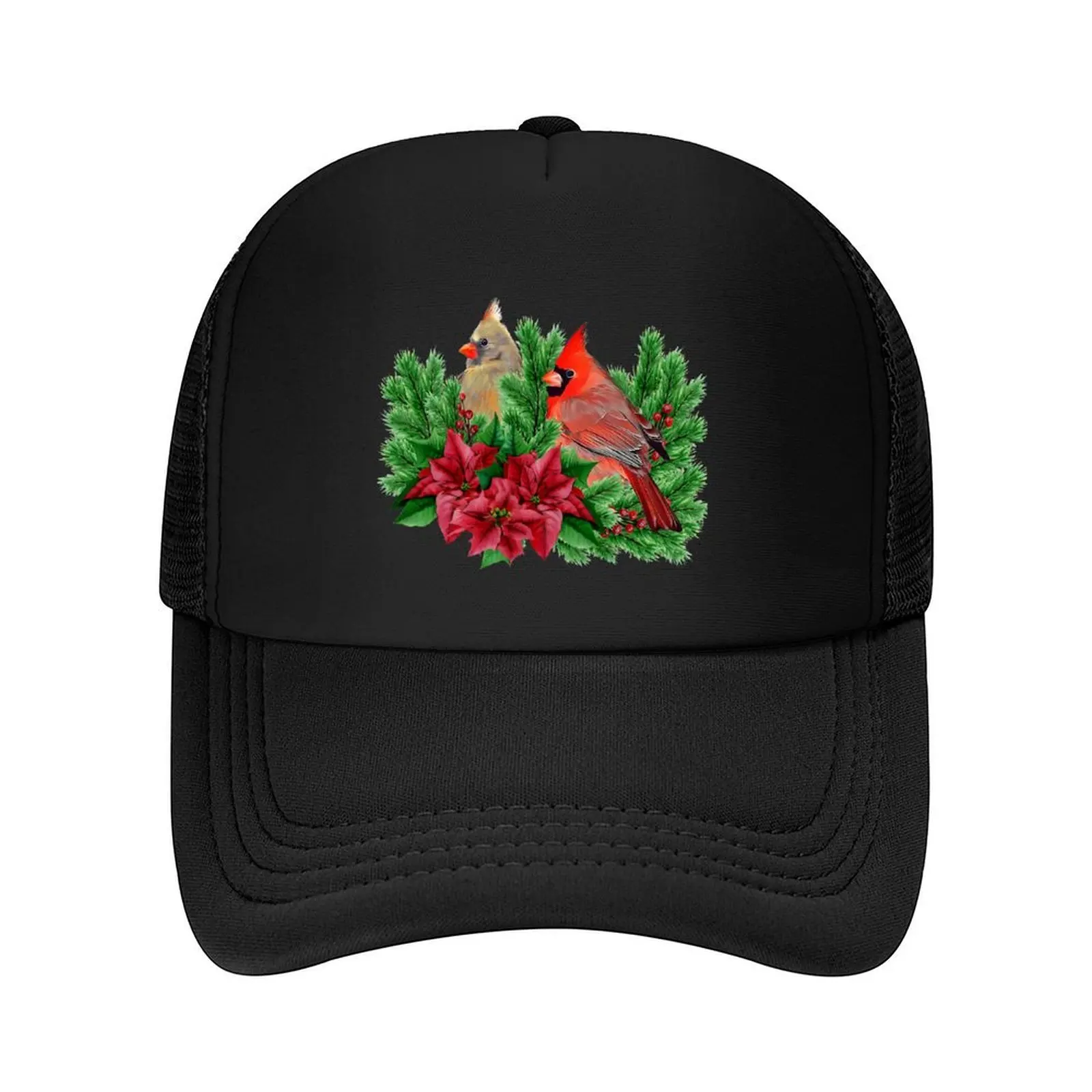

Christmas Time With Cardinal Birds Baseball Cap New Hat Big Size Hat Beach Outing Horse Hat Women's Beach Outlet Men's