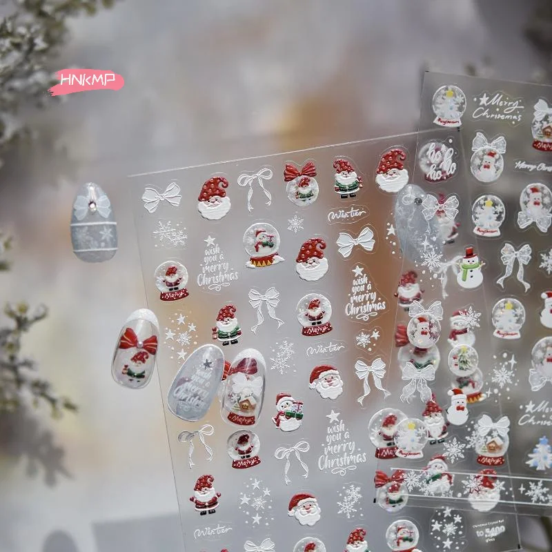 1 قطعة عيد الميلاد ثلج الشتاء مسمار الفن ملصقات الأبيض كريستال الكرة زخرفة نمط جديد لتزيين الأظافر احتفالي #3