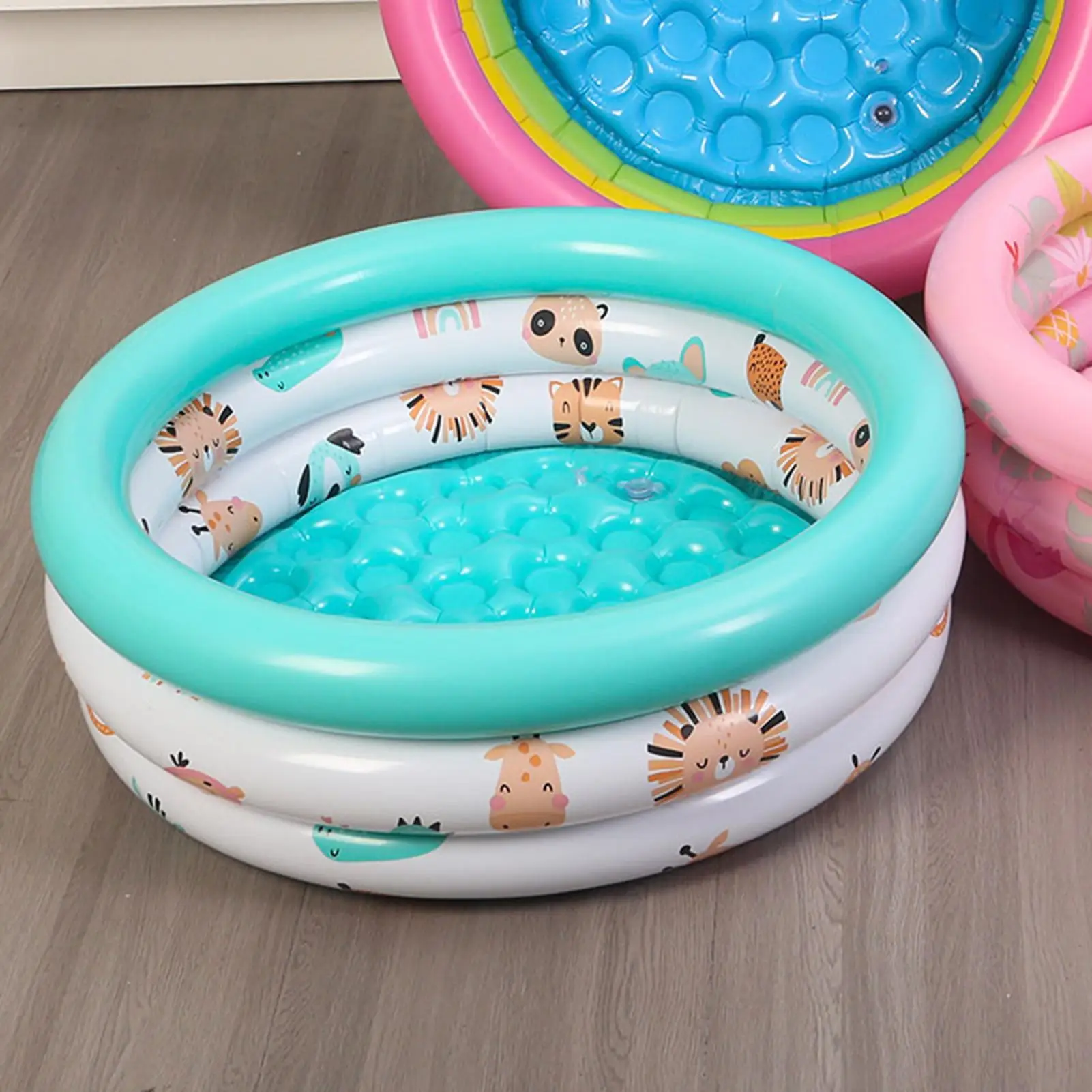 Inflatable Pool Cute Pattern Blow Up Bathing Tub Round Inflatable Outdoor Pool for Boys Girls Pet Sea Ball Fishing Toy Garden