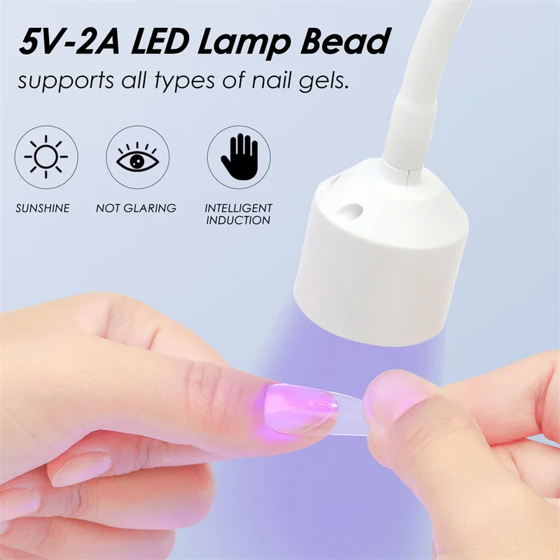 UV LED Eyelash Extension Nail Art Lamp Lash Light Eye Protection Shadowless USB 6W Mini Fast Drying Glue Curing Manicure Tools