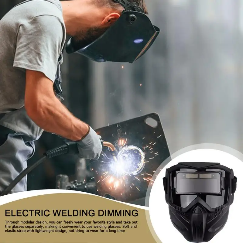 Large View Welding Helmet Detachable Large View Automatic Dimming Head-Mounted Welder Masque Heat-Insulating Eye Protection