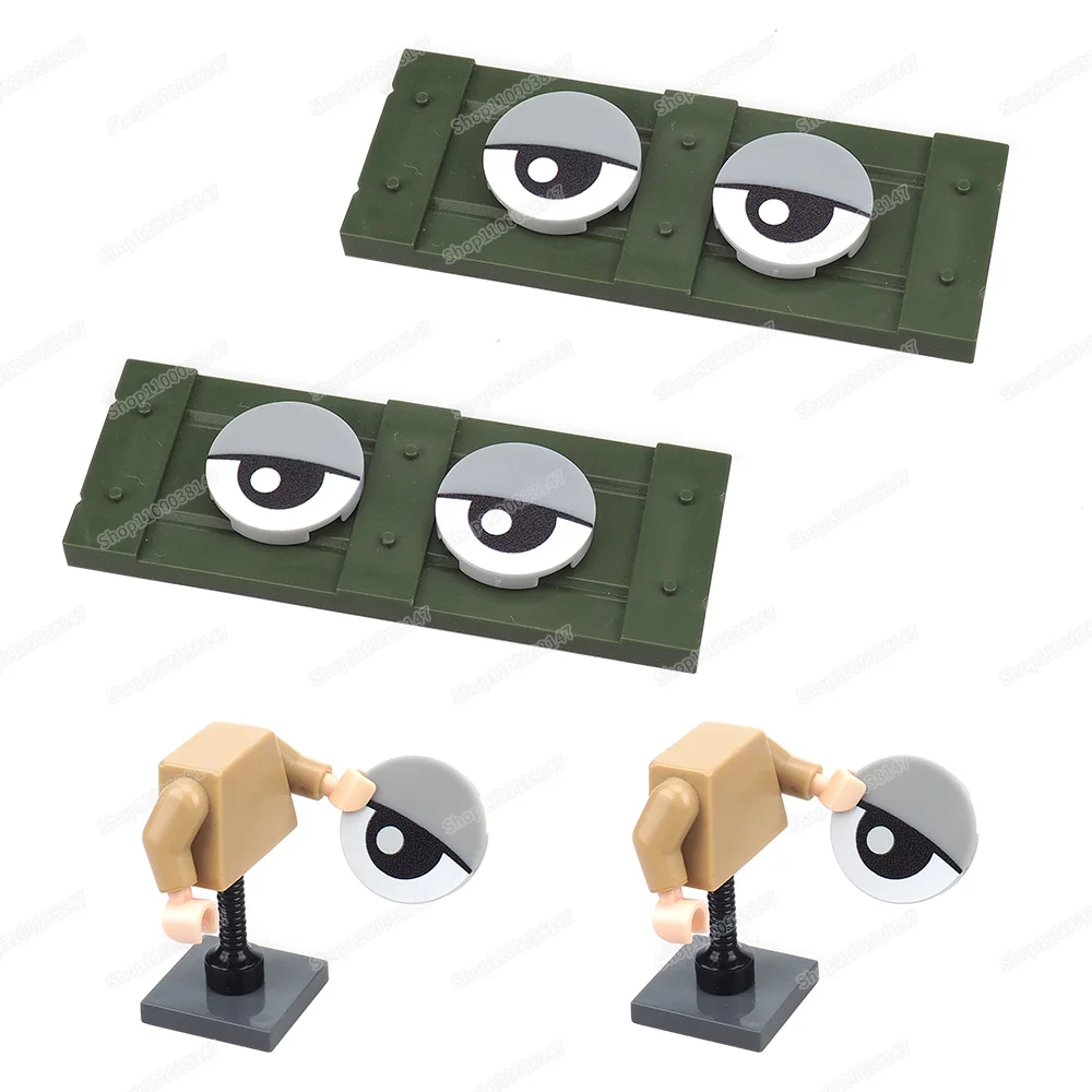 Meio círculo olhos aluno preto padrão bloco de construção 14769 impresso 2x2 figuras moc monstros acessórios de um olho modelos presente brinquedo