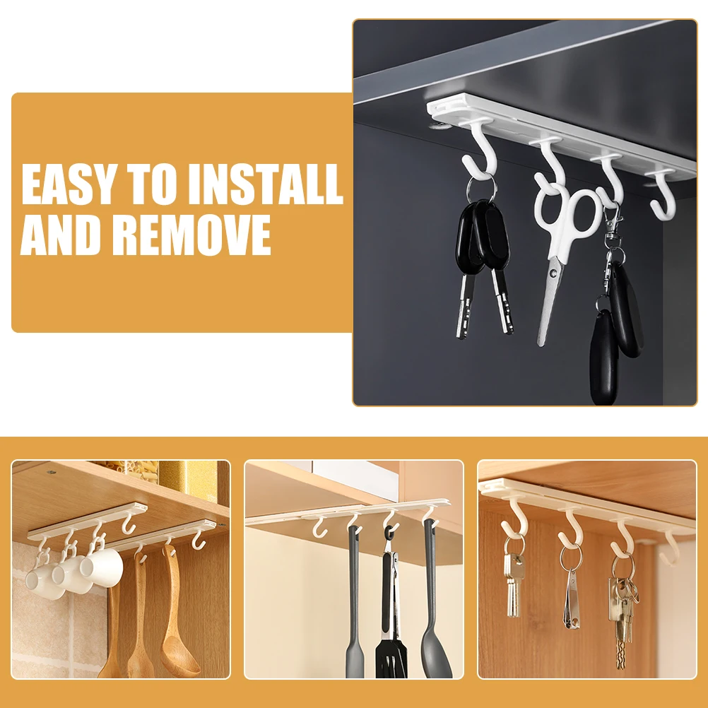 

Sliding Hook Kitchen Hanger Rustproof Space-saving OrganizerCup Hanging Rack Mug Holder Utensil Hanger Countertop Storage