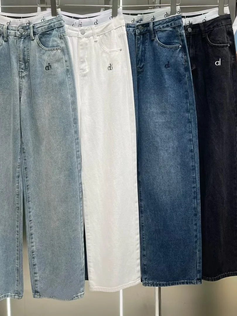 High Waist Straight Leg Jeans Women Loose Versatile Slimming Design Casual Wide Leg Pants Stylish Commute Style Micro Stretch