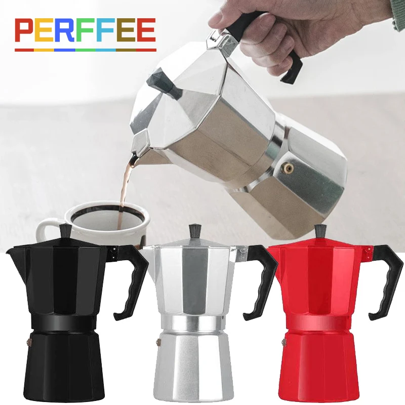 Espresso Coffee Maker Pot Aluminum Moka Pot Classic Italian Coffee Maker Stovetop Home Outdoor Moka Coffee Pot 100/150/300ml