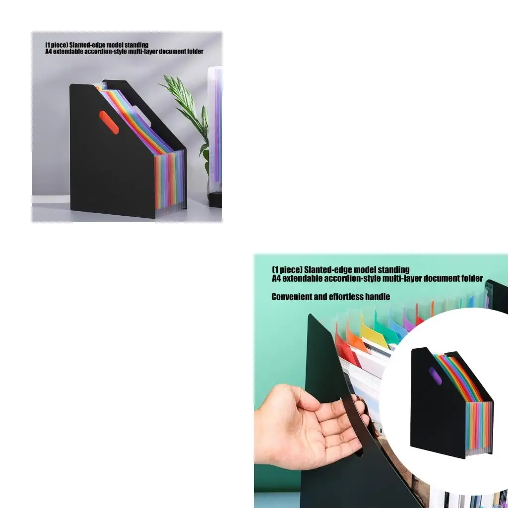 

Portable Expandable Plastic File Stand 12 Pockets Expandable Document Organiser with Handle for School Offices Supplies