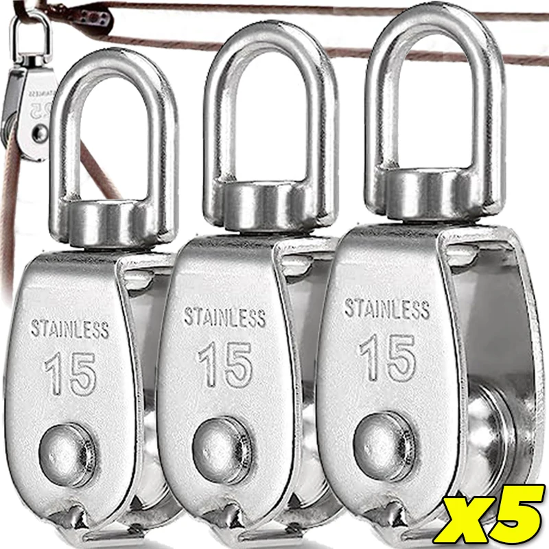 

Stainless Steel Pulley Block M15 M20 360° Swivel Pulleys Heavy Duty Swivel Bearing Pulley for Cargo Transportation Gym Equipment