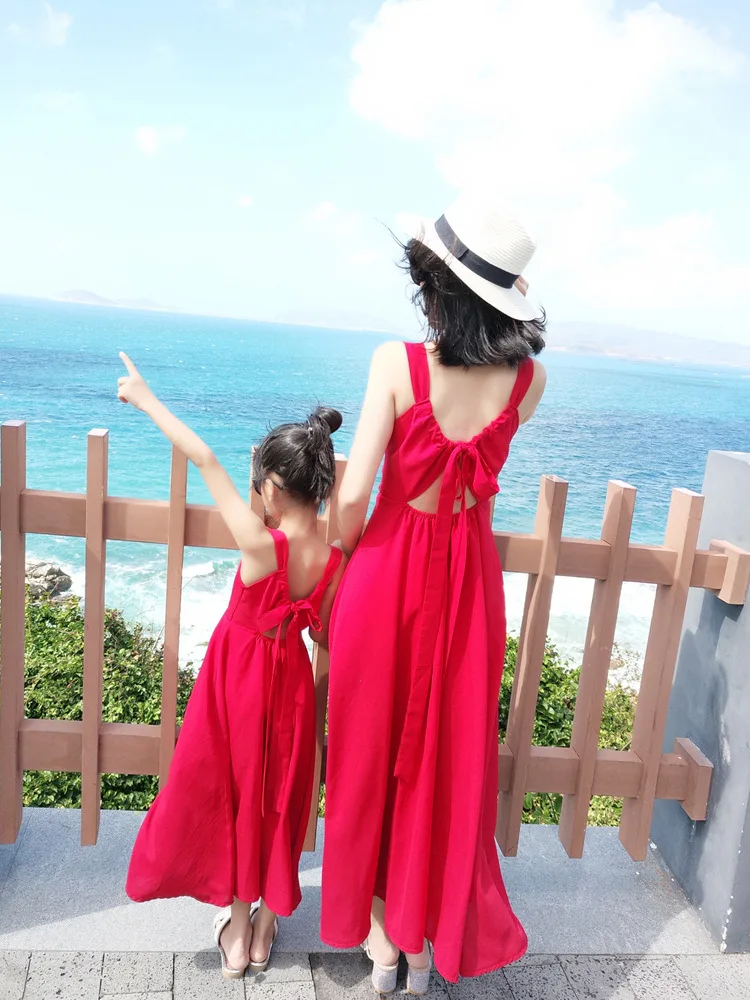 mother daughter beach dresses Mother Daughter Beach Wear Dress Summer Mom and Me Matching Equal Dresses  Vacation Look Women Clothing Baby Girls Party Clothes
