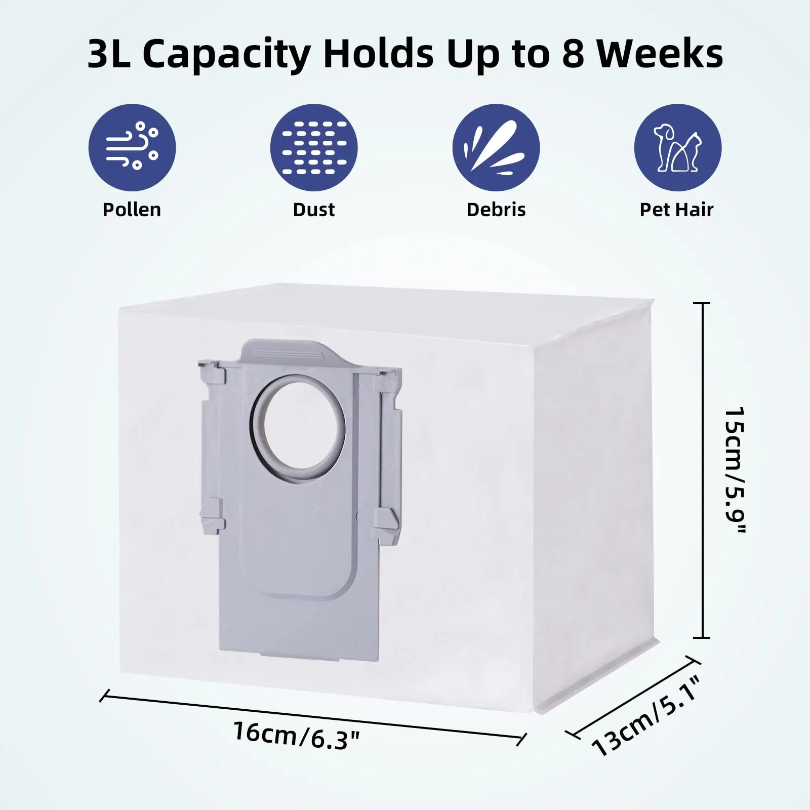 Dust Bag Replacement for Roborock S8+ / S8 Pro Ultra / S7 MaxV Ultra / S7 Pro Ultra / Q7+ / Q7 Max+ / Q5+ Vacuum Self-Empty Dock