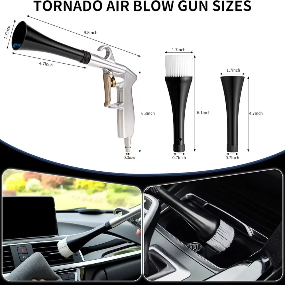 High Pressure Pneumatic Tornado Cleaning Gun Portable Air Compressor Dust Blower Auto Interior Detailing Maintenance Tool